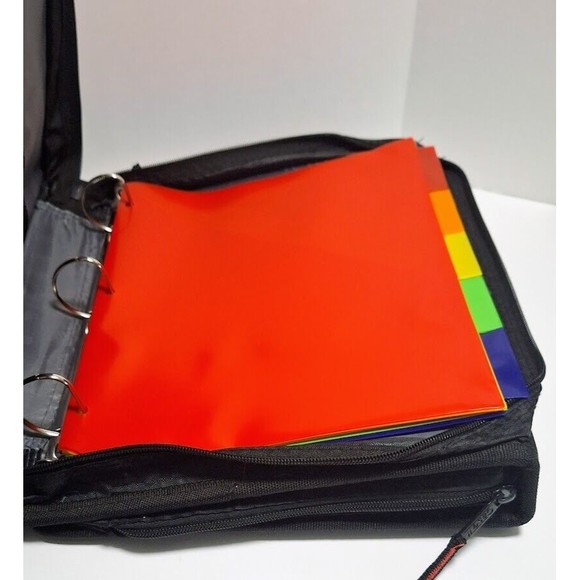 CASE-IT ZIPPER BINDER 'THE Z’ DOUBLE 1 ½ D RING BINDER STRAP HANDLE BLACK 3" - Picture 6 of 8